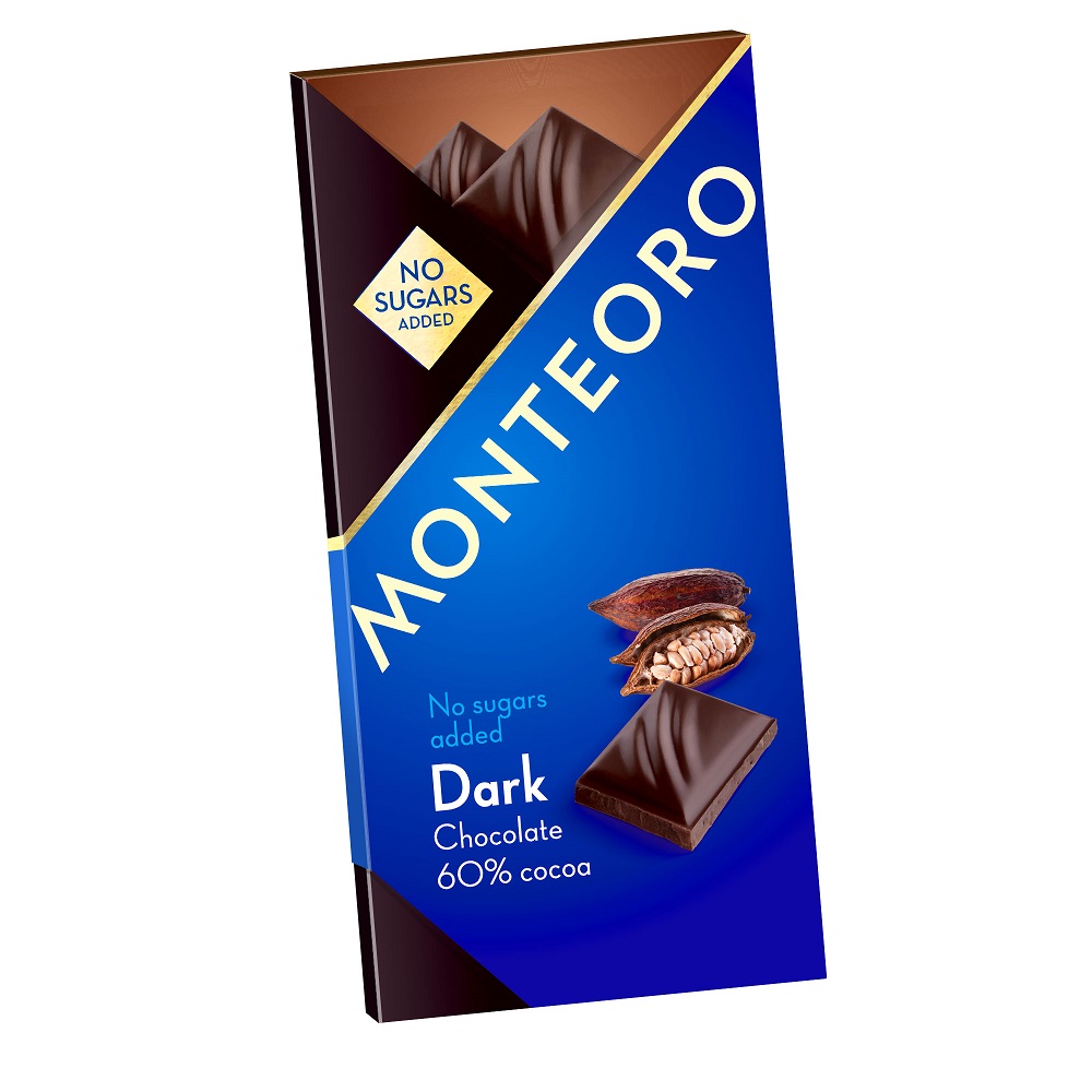 Ciocolata fara zahar amaruie 60% cacao, 90 g, Monteoro